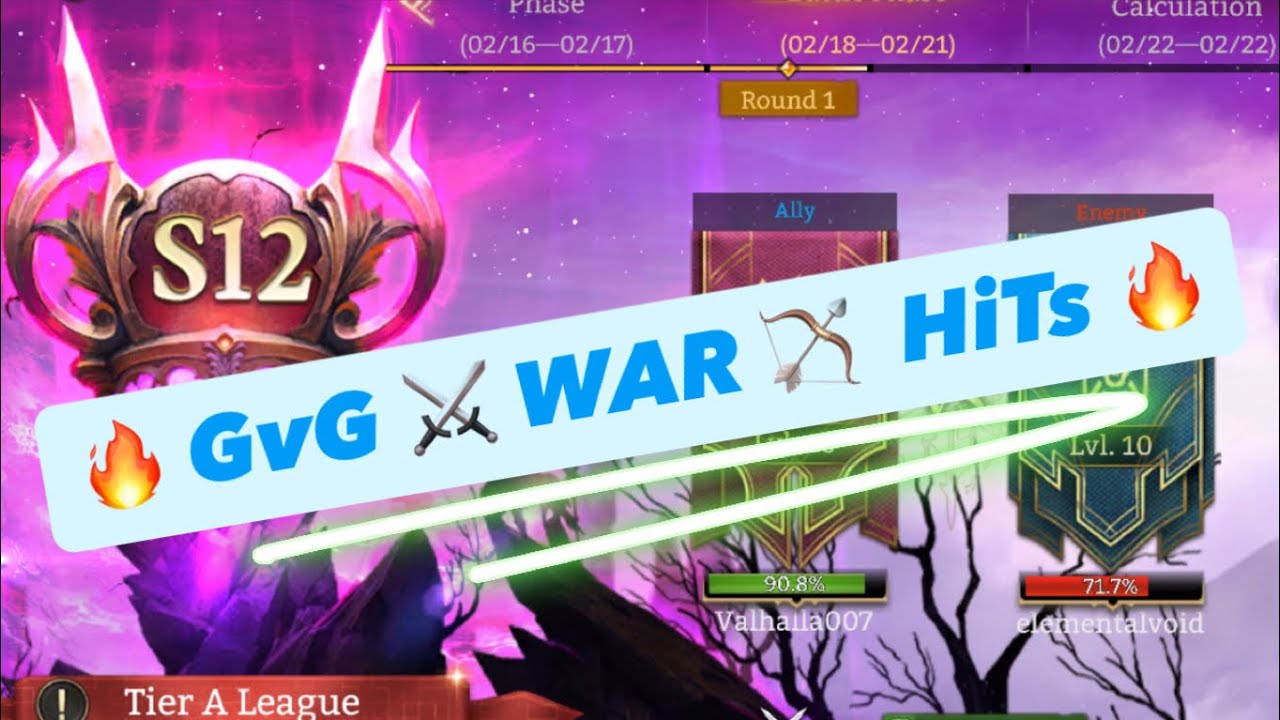 #watcherofrealms : 🔥S12 🔥 GvG ⚔️ WAR 🏹 HiTs 🔥v/s elementalvoid 🔥