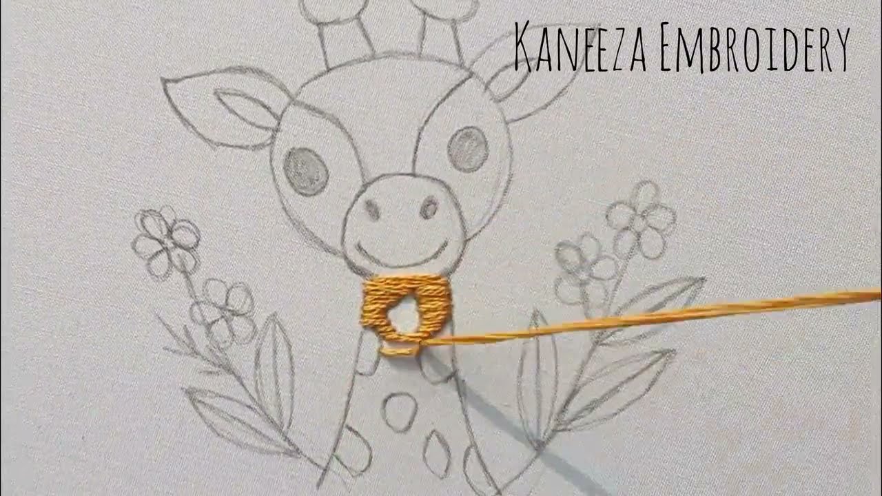 Unique Hand Embroidery design/Giraffe Hand Embroidery