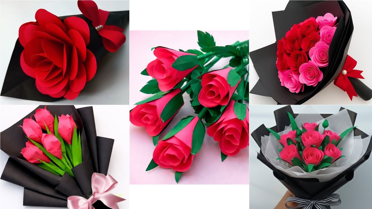 Top 4 flower bouquet ideas with paper || Paper Flower Bouquet 