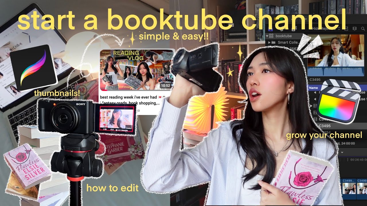 how to start your BOOKTUBE channel! 🎀👩🏻&zwj;💻🚀| editing, thumbnails, equipment & growth tips