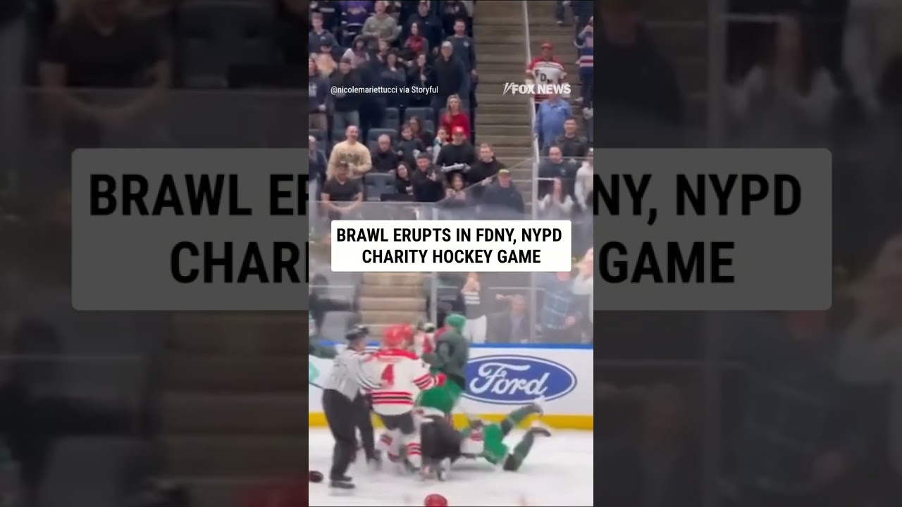 Brawl ERUPTS in FDNY, NYPD charity hockey game #shorts #us #news #NYC #NYPD #FDNY