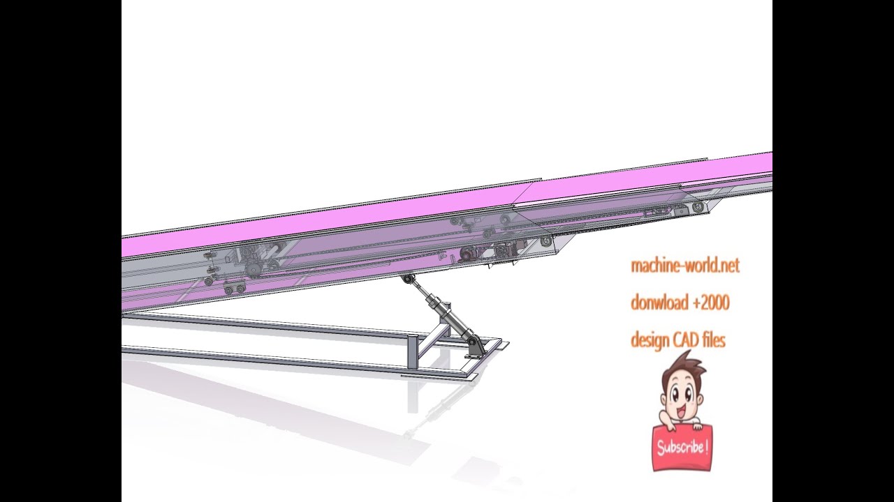 Three part telescopic conveyor-industrial 3D model : machine-world.net P677