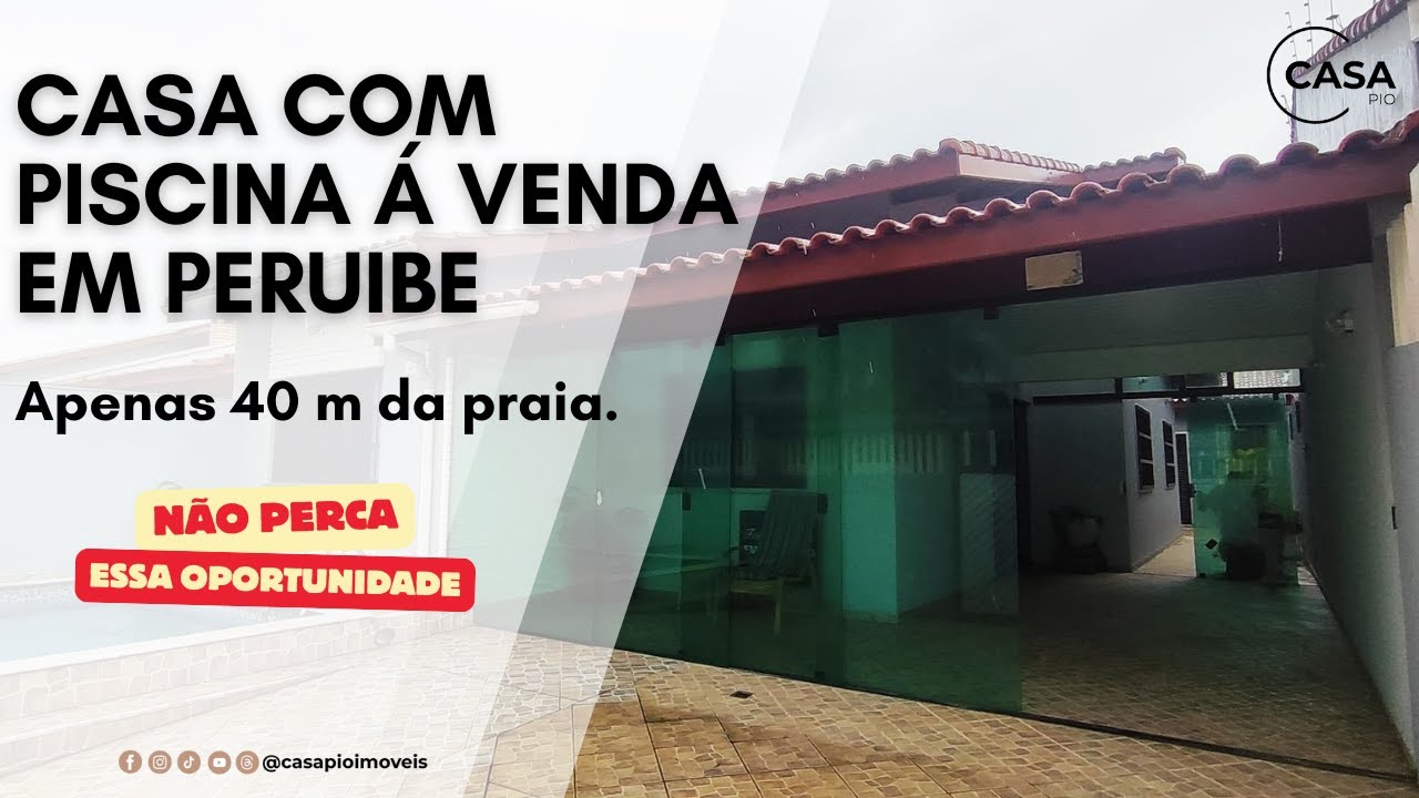 CASA COM PISCINA A APENAS 40 M DA PRAIA EM PERUIBE!!