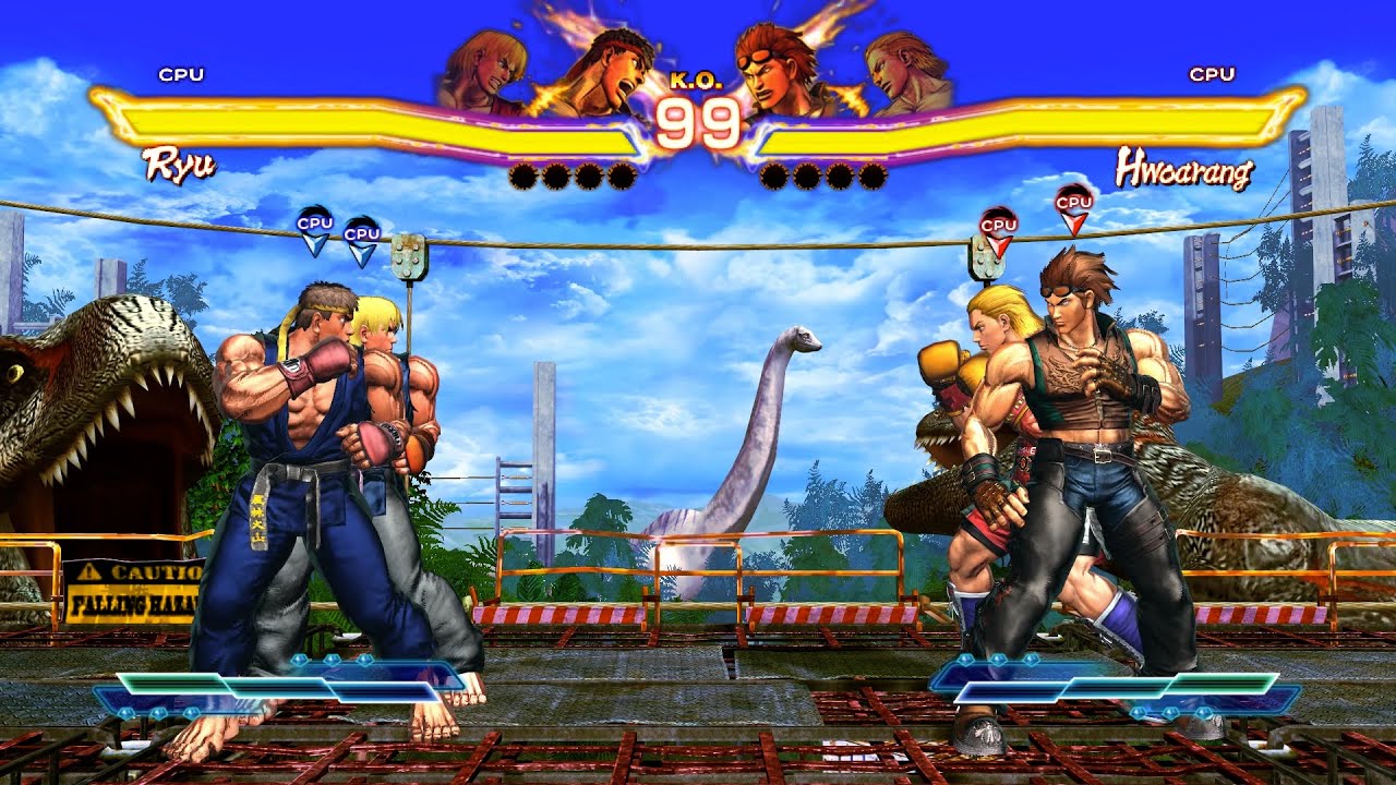 Ryu & Ken vs Hwoarang & Steve! Monumental CPU Brawl!
