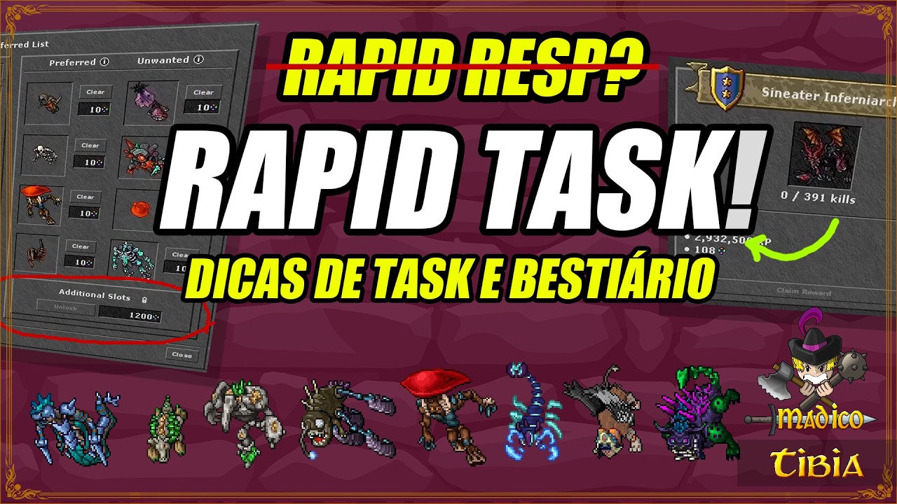 Dicas de como aproveitar o Rapid Respawn em Tasks e Bestiários