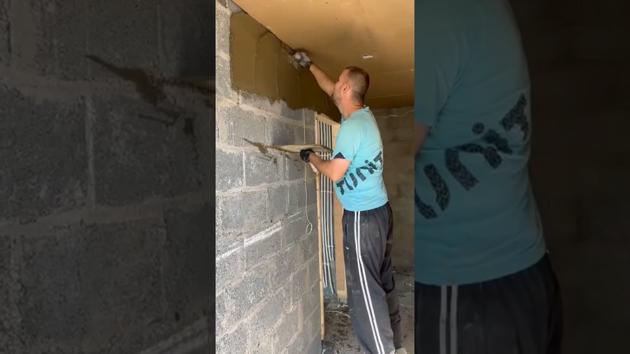 sand cement #render door concrete block wall new build constructed houses  #plastering #construction
