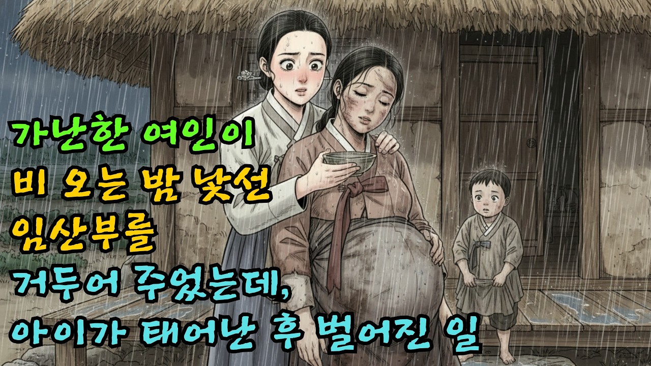 가난한 여인이 비 오는 밤 낯선 임산부를 거두어 주었는데, 아이가 태어난 후 벌어진 일 | 야담 | 민담 | 전설 | 옛날이야기
