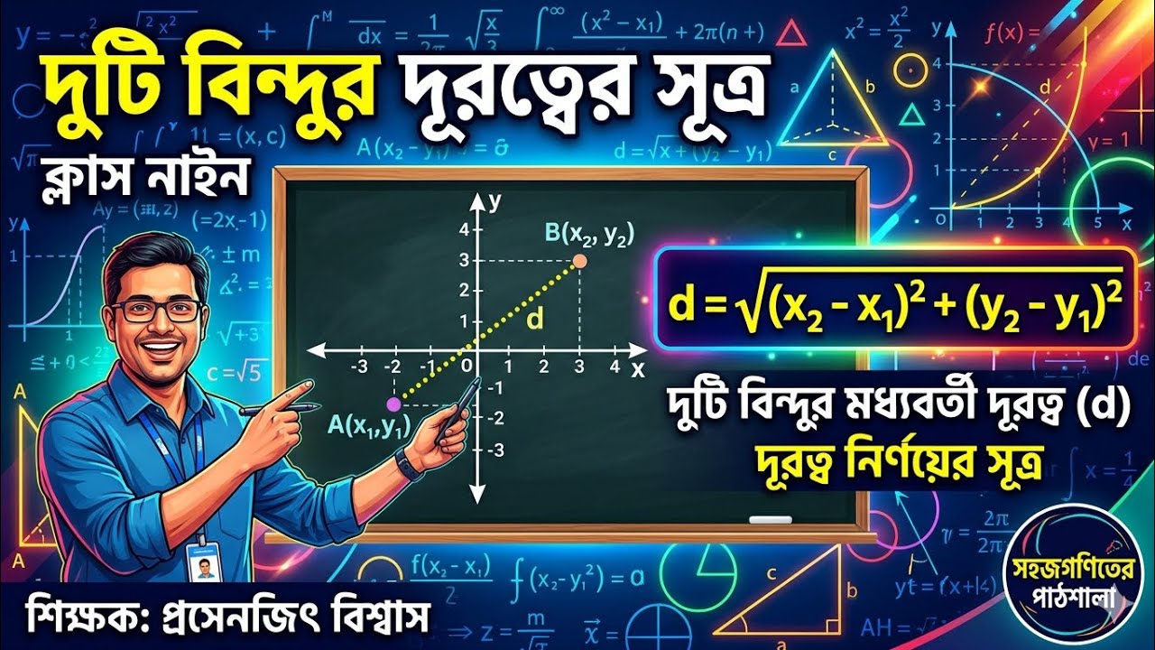দুটি বিন্দুর মধ্যে দূরত্ব নির্ণয় | Distance Between Two Points Formula | Class 9 Coordinate Geometry