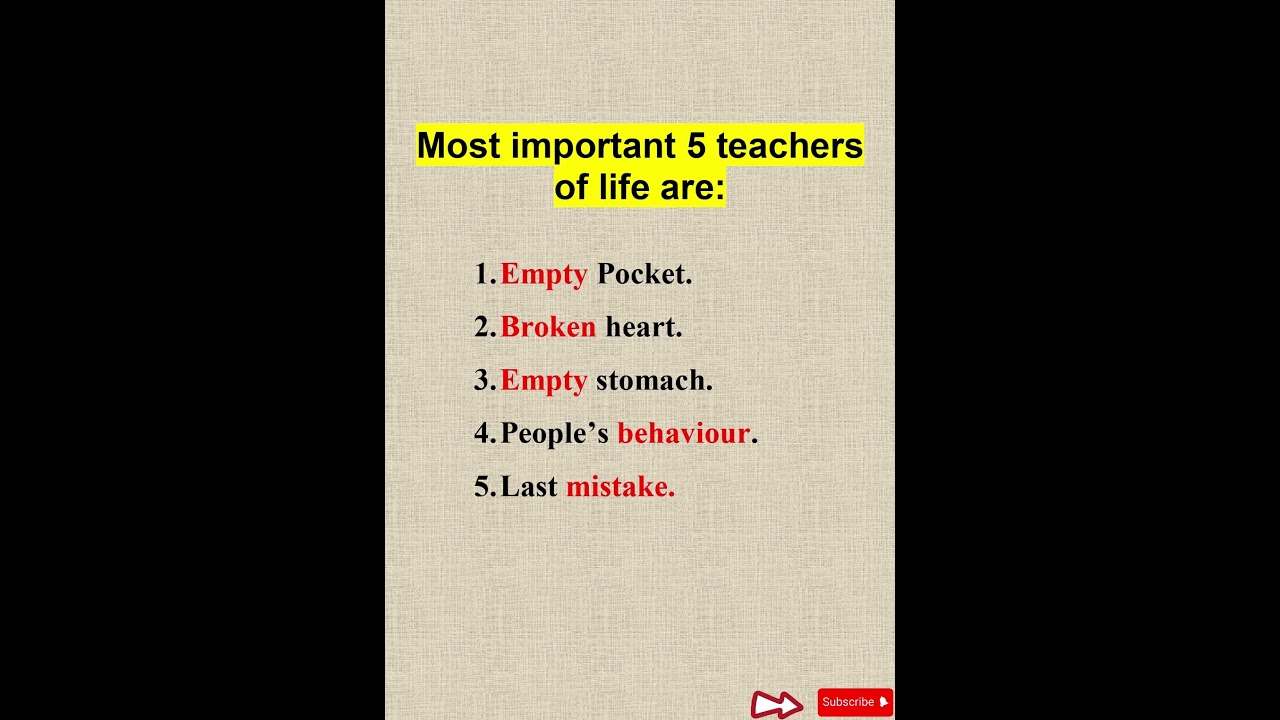 MOST IMPORTANT 5 TEACHERS OF LIFE 