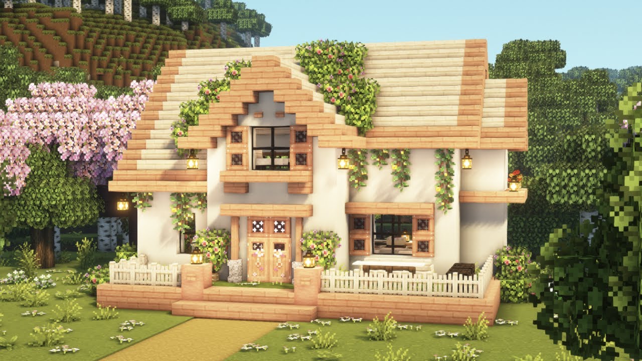[Minecraft] 🌿✨ Aesthetic Cute House Tutorial / Mizuno's 16 Craft Resource Pack