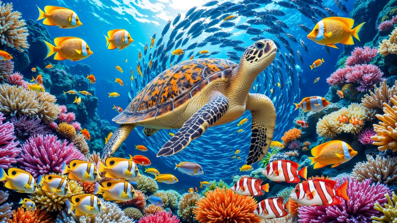 Healing Piano Music for Inner Peace 🐟🐠 Peaceful Ocean & Coral Reef for Stress Relief & Sleep