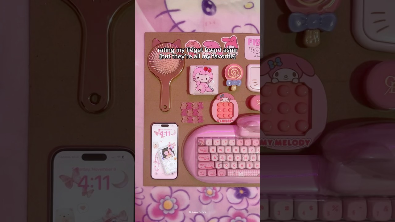 rating my fidget board asmr🩷#asmr #diy#craft#fidget#fidgetboard#sanrio#hellokitty#kawaii#fyp#shorts