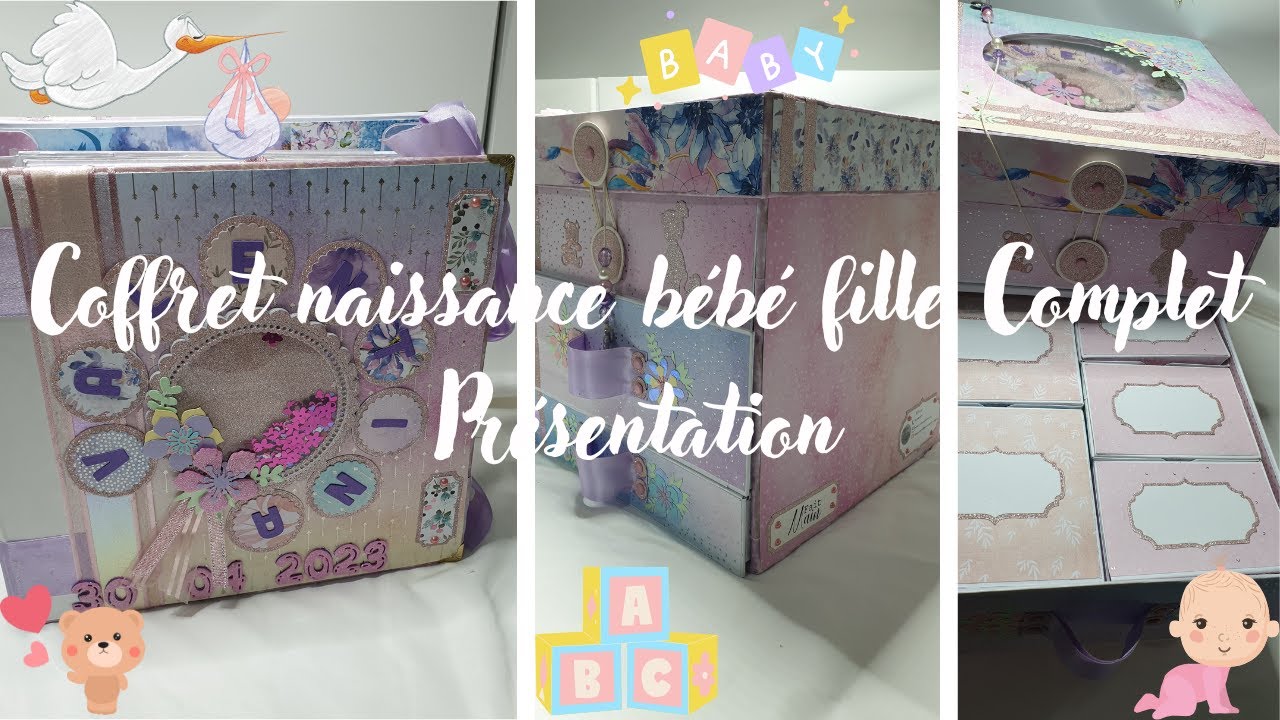 Coffret naissance fille COMPLET/ Album photos/Pop up/ Présentation