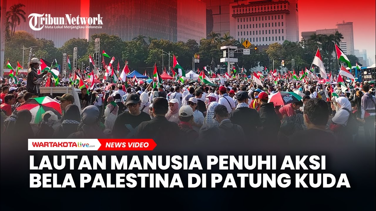 Kerahkan 1722 Personel, Lautan Manusia Penuhi Aksi Bela Palestina di Patung Kuda