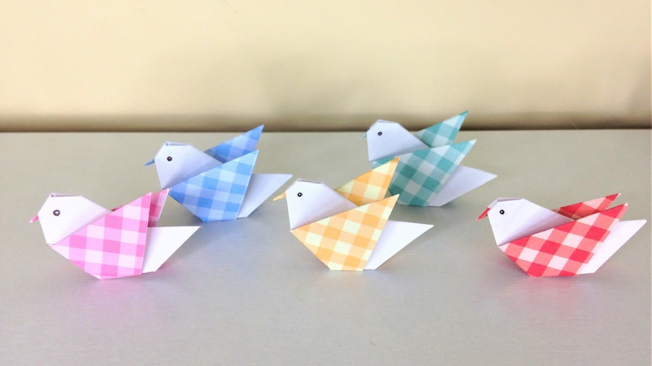 折り紙 １枚の小鳥の折り方 Origami bird with one sheet of paper tutorial（niceno1）
