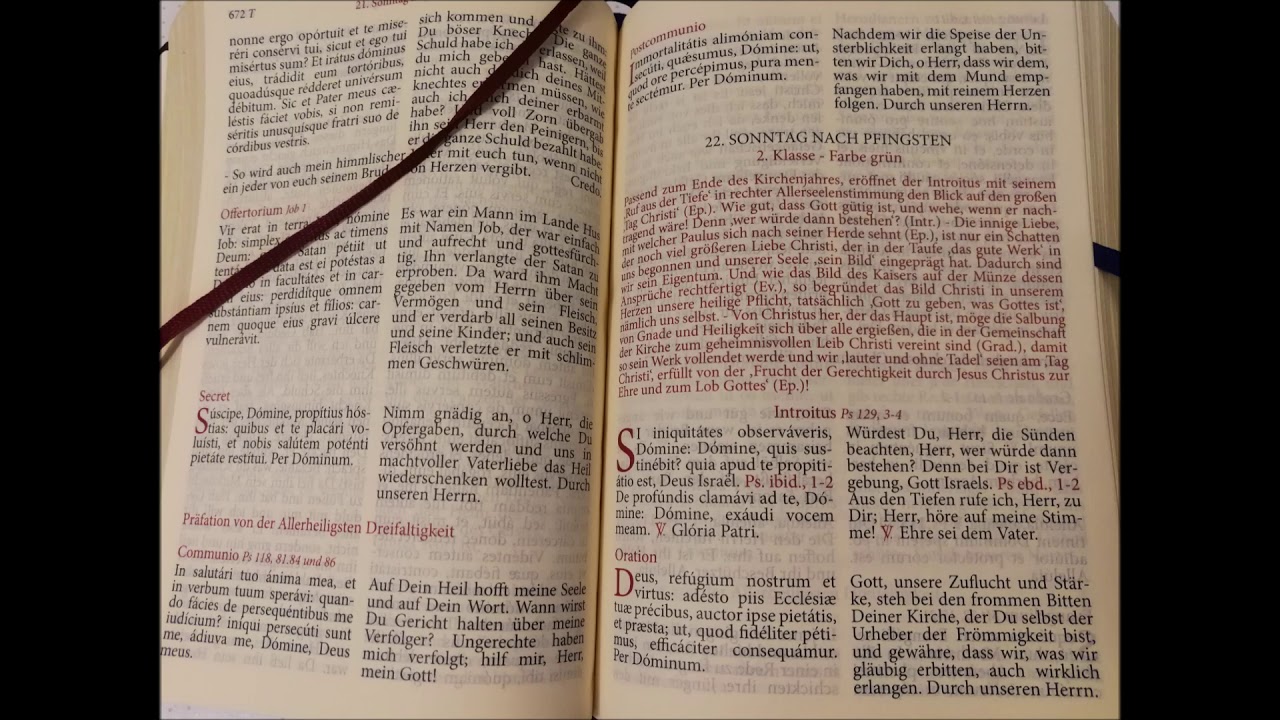 ORATION & TAGESLESUNGEN 22. Sonntag nach Pfingsten (21.10.2018) - FORMA EXTRAORDINARIA