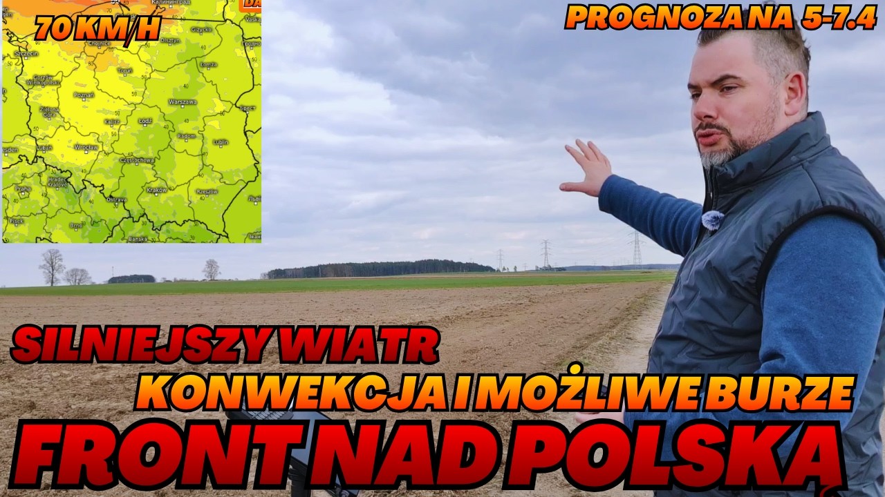Przymrozki w nocy. Kolejny front nad Polską. Wiatr do 80 km/h. Konwekcja i możliwe burze. Prognoza.
