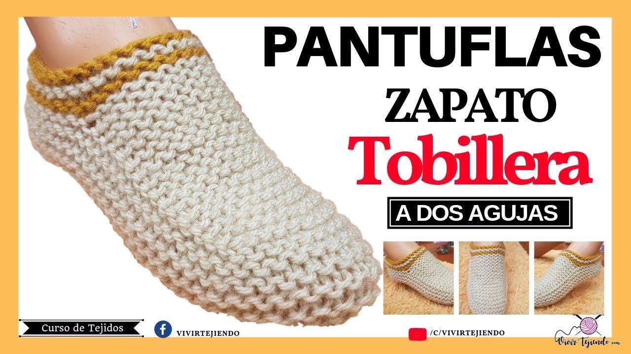 Tejiendo Pantuflas o Zapato Tobillero a Dos Agujas | Tejidos a Palillos