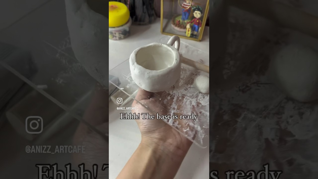 Tried sculpting with Air dry clay making mini cup ☕️ #airdryclay #sculpting #miniature