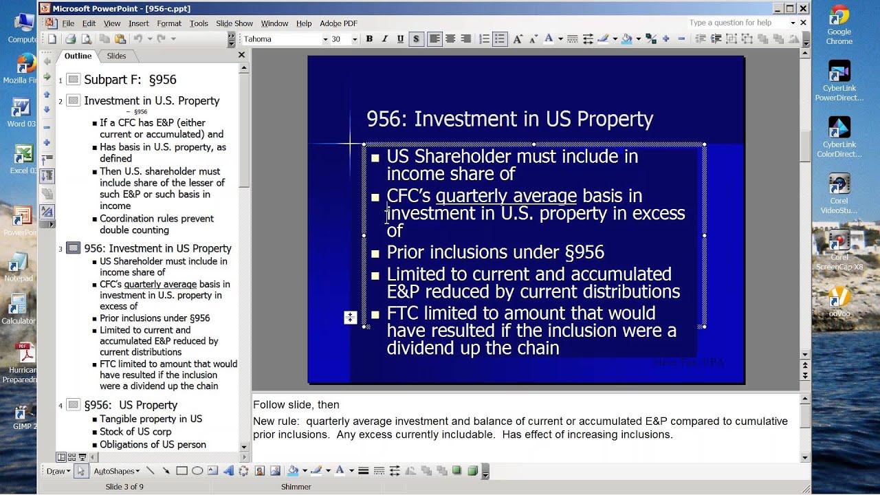 TAX7705 Webinar: Subpart F:  Sec. 956