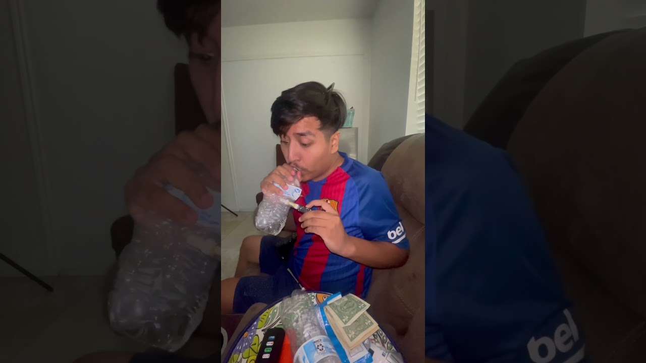 Homemade water bottle bong + cart 🛒 #blinkforever #youtubeshorts #zaza #newvideo