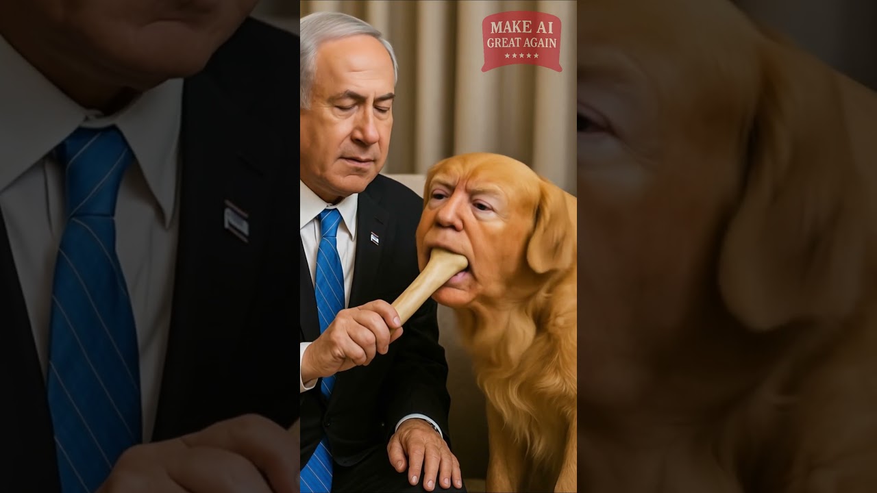 Netanyahu and His Pet 🐶🦴