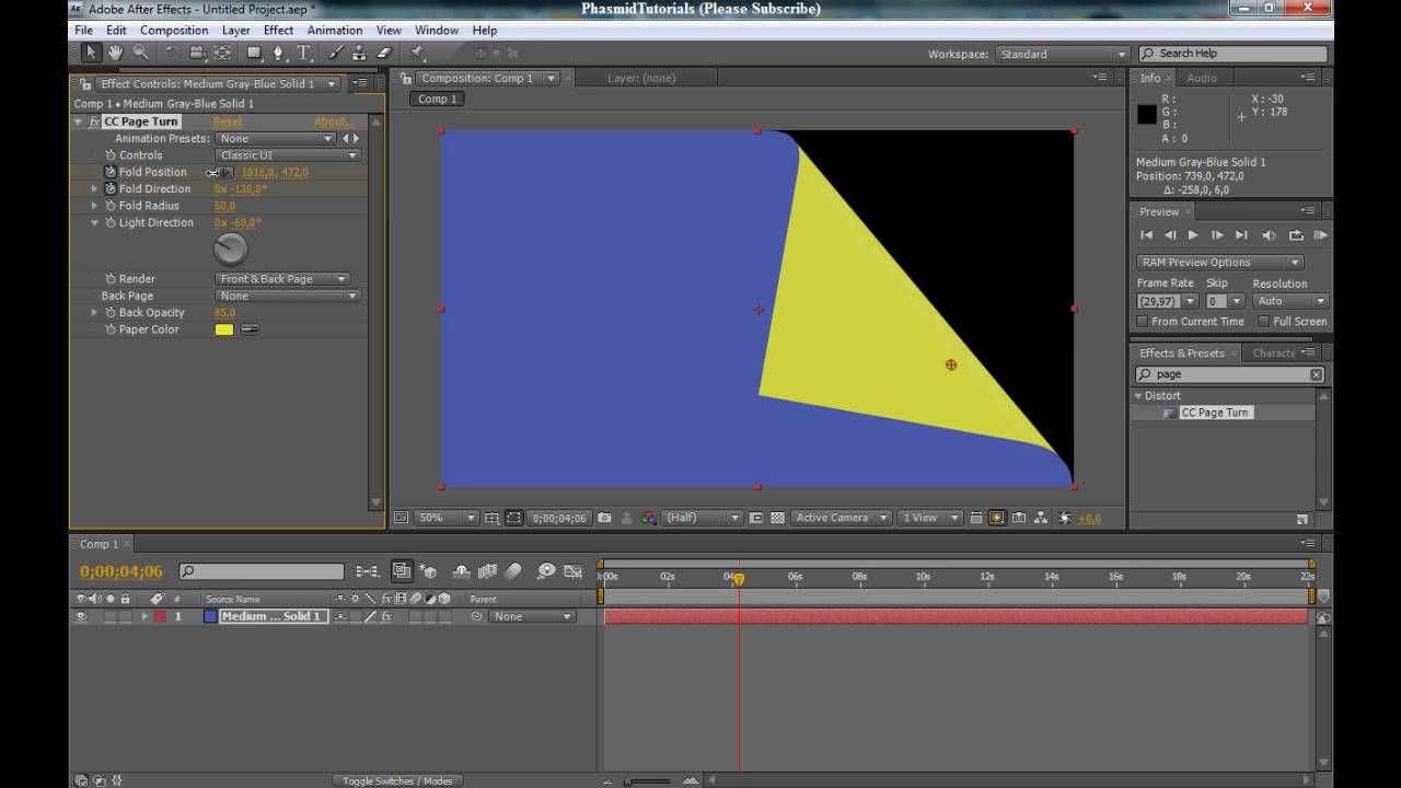 After Effects Tutorial - How to make the Book Effect ( Turning a Page Over )