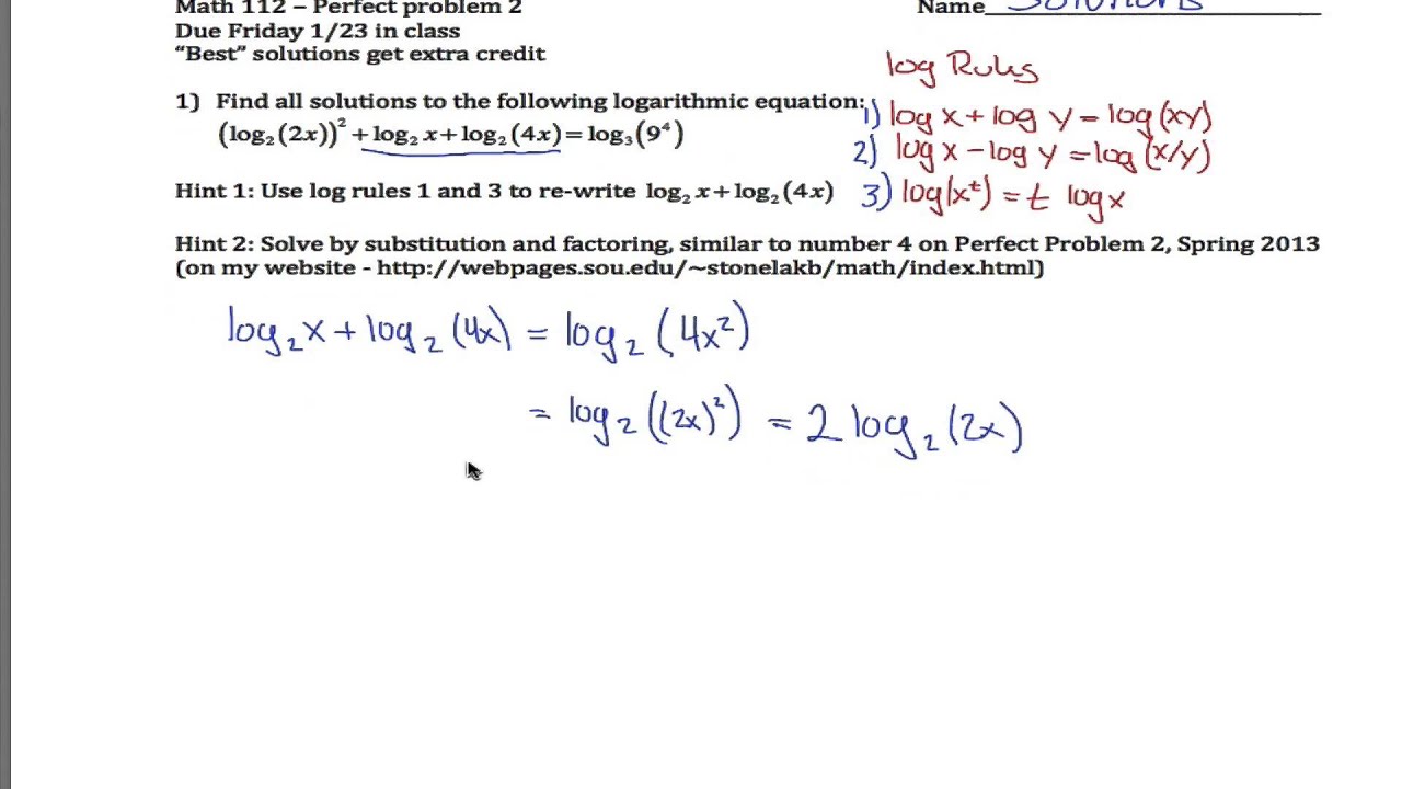 (Hard) Log Equation Exmple