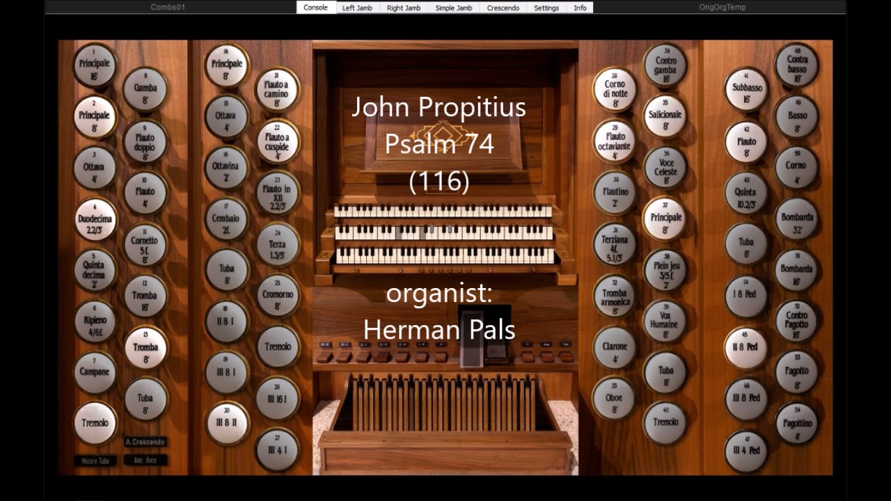 Psalm 74 (116) John Propitius, Koraalboek Con Passione (Hauptwerk Alessandria)