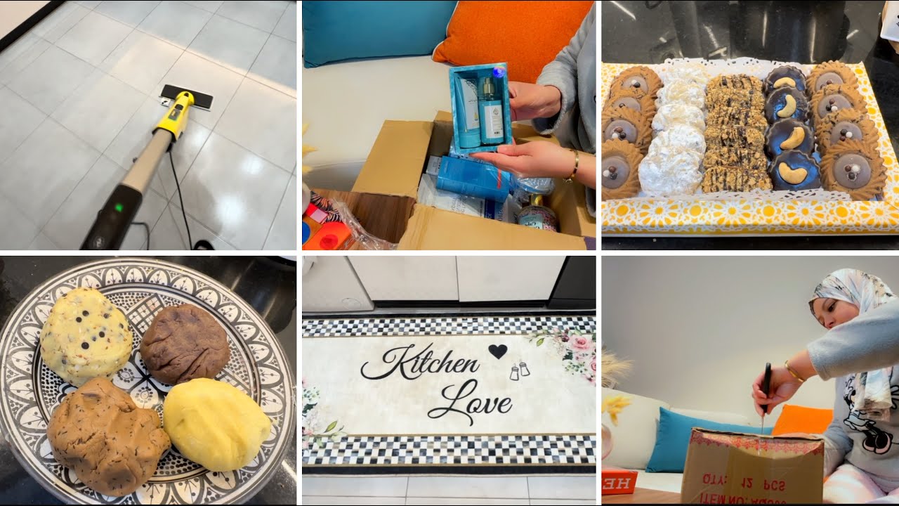 حلويات العيد🥰4دالشكيلات من عجينة واحدة وبكمية وفيرة✅🏡مشترياتي باك متكامل للعناية بالبشرة والشعر