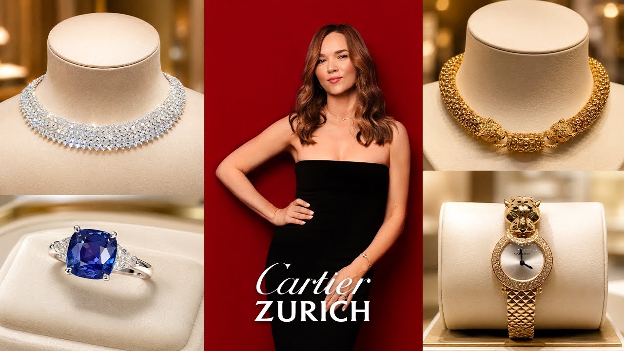 Zurich Cartier the best high jewelry collections. Sapphires and diamonds try on. 