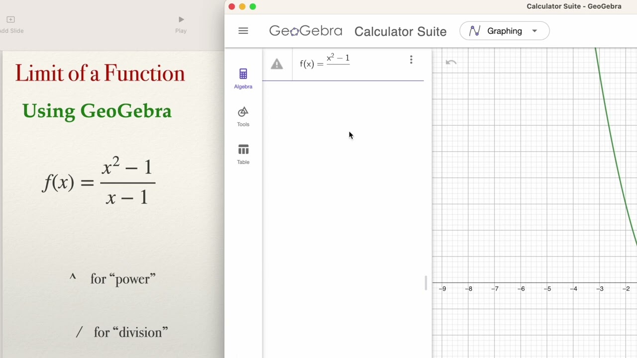 Computing limits using Geogebra