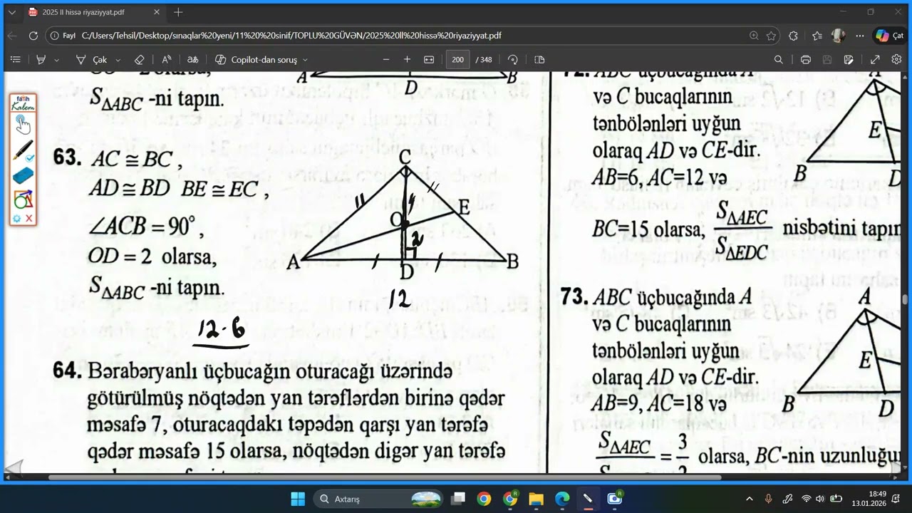 ÜÇBUCAQLAR    TEST QALIQLARININ İZAHI