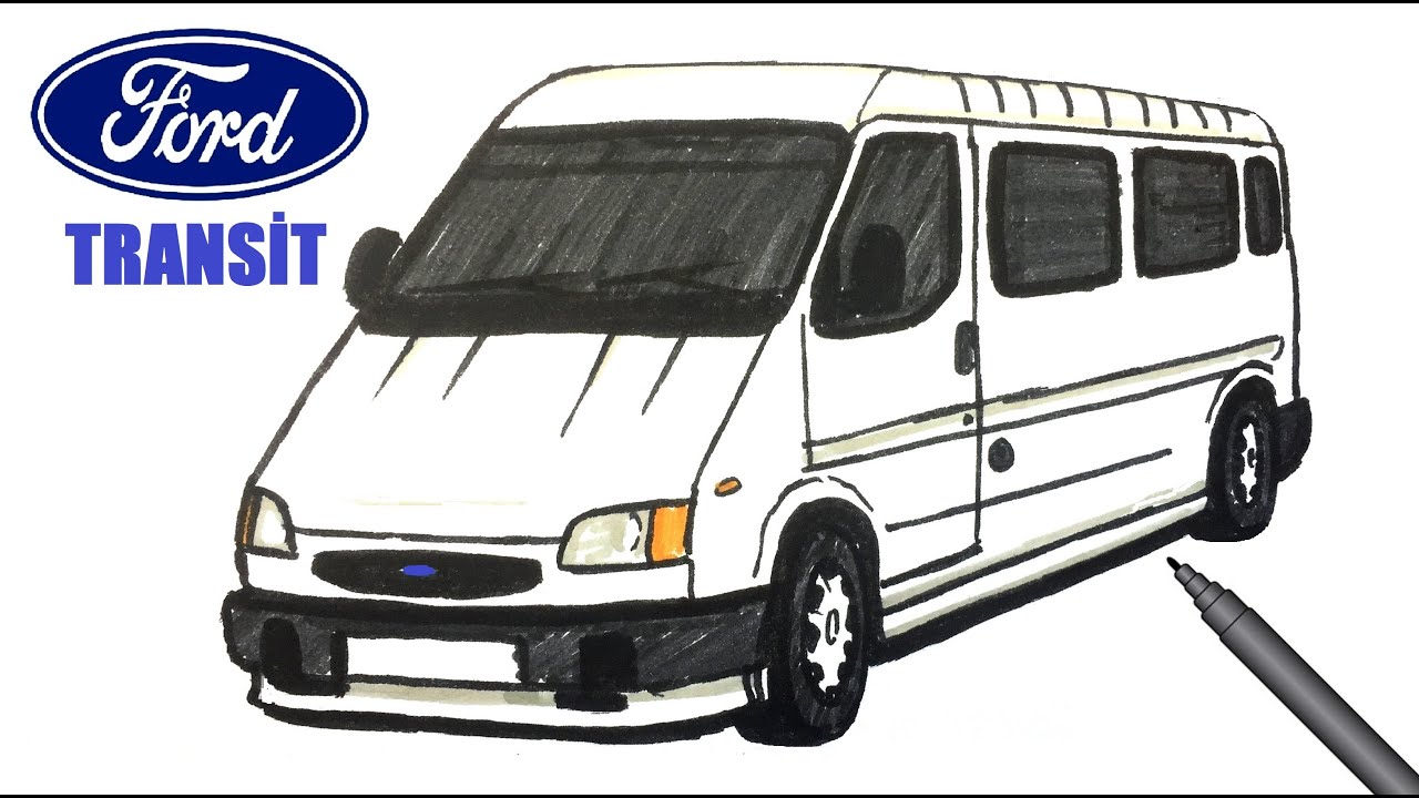 Easy Drawing Ford Transit Minibus I Kolay Ford Transit Minibüs Çizimi I Minibüs Nasıl Çizilir?