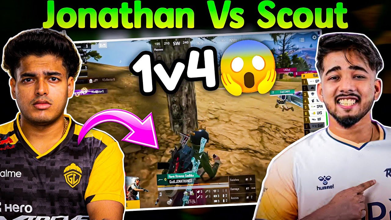 🇮🇳Jonathan vs Scout 1v1😱 Jonathan Shocking 1v4 Clutch🥶16 Kills Total