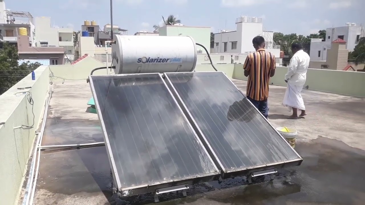#FPC  Solar heater Service. # solar water heater service @ ಸಾಫ್ಟ್ ವಾಟರ್ ಏರಿಯಾ. soft water area.