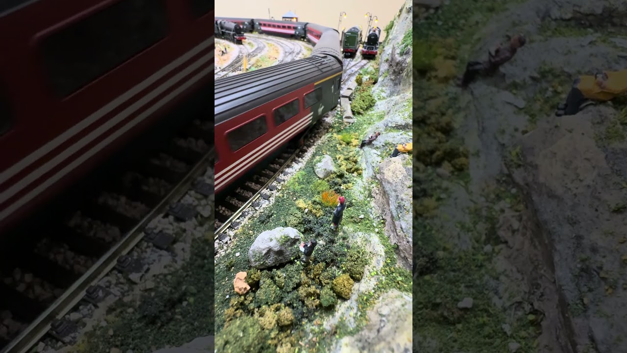 Class 87 Virgin Passenger train passes the embankment.