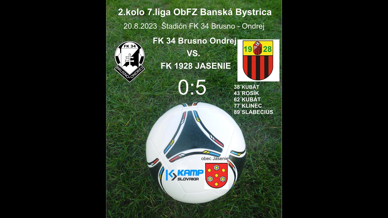 FK 34 Brusno - Ondrej - FK 1928 Jasenie - 0:5 - 20/8/2023