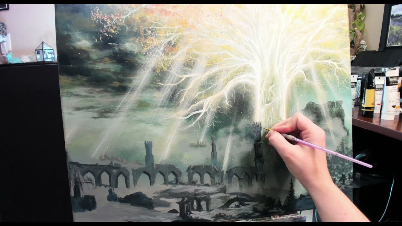 Erdtree - Elden Ring Fanart Fantasy Acrylic Landscape Speed Painting
