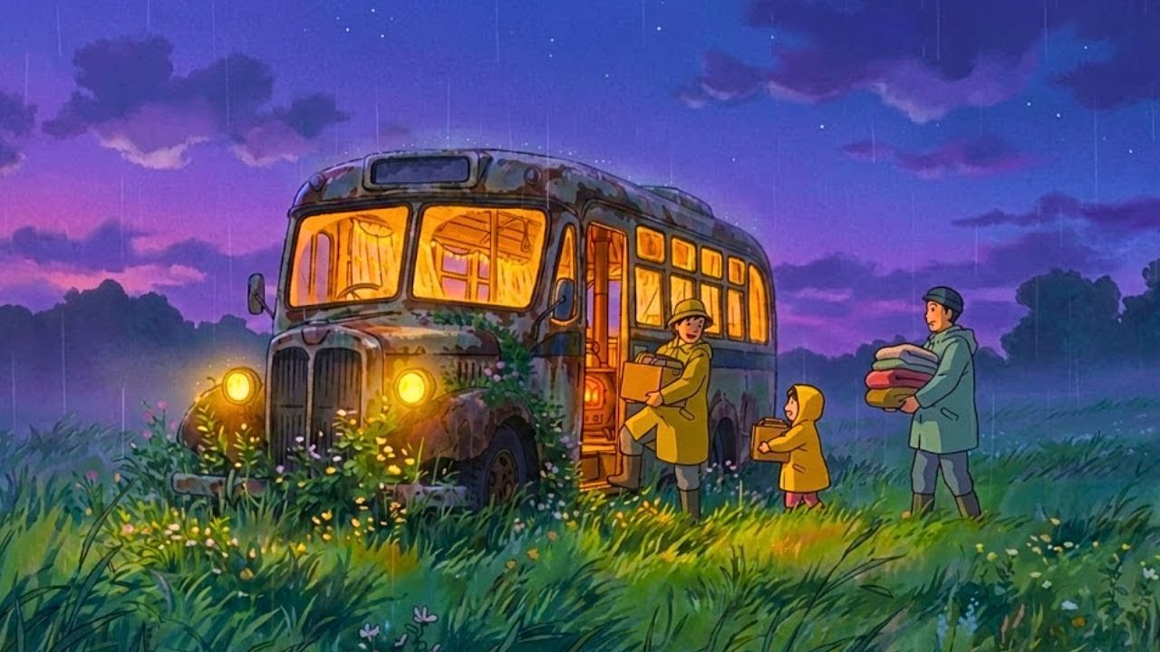We Restored a Broken Bus into a Cozy Ghibli-Style Home 🚌 Rainy Forest Journey