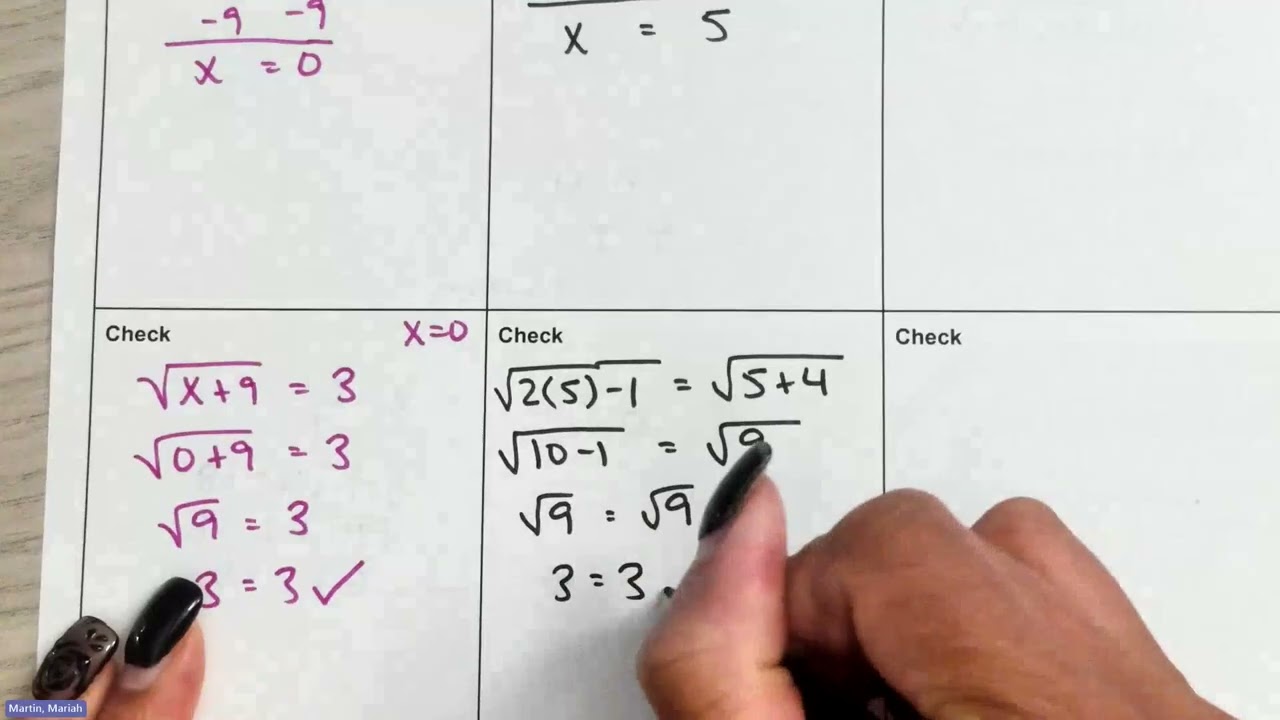 Alg 2 - Solving Square Root Equations