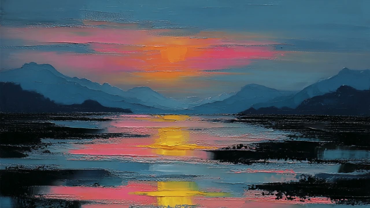 Simple Sunset 🌅| Art TV Screensaver – Ambient Background Scenery (2 Hours)