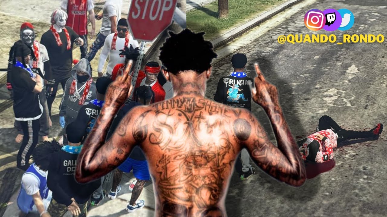 Quando Rondo 60s Gang Links w/ 8 Tre Gangster Crips on GTA 5 FiveM