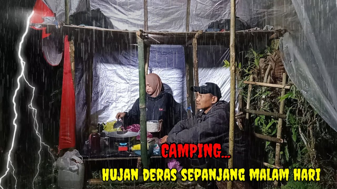 CAMPING BERSAMA ISTRI-DI HANTAM HUJAN DERAS MALAM HARI-ASMR RAIN