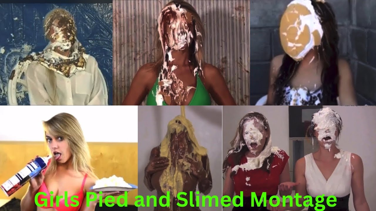Girls pied and slimed messy wam gunge