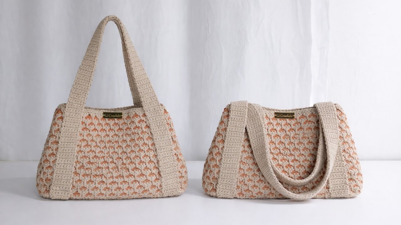 Bolsa de Croch&ecirc; feita em barbante linda f&aacute;cil  e com fecho diferente  passo a passo 