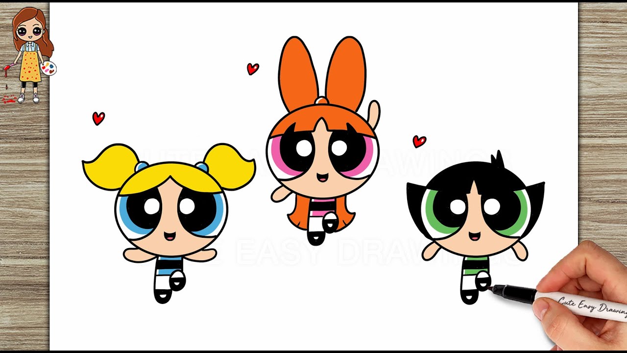 How to Draw Powerpuff Girls | How to draw Blossom Bubbles and Buttercup Easy Step by Step