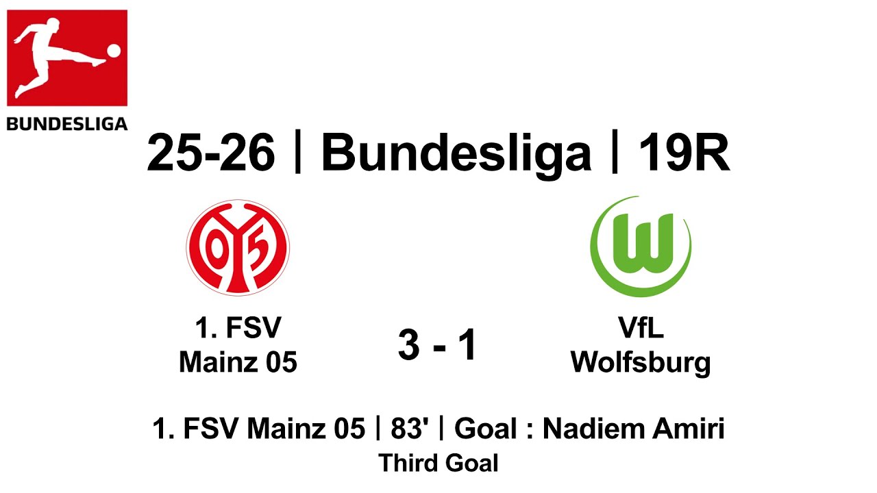 25-26 #Bundesliga｜19R｜#1.FSVMainz05 3 - 1 #VfLWolfsburg｜#NadiemAmiri #Goal #Tor #Fußball