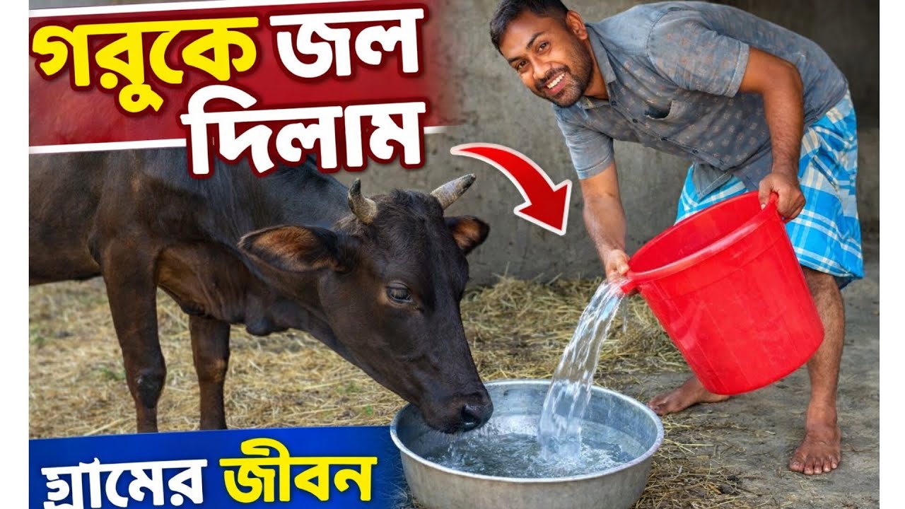 আমার গরু একবারে ৪৫ কেজি পানি খায় 😲 | মোটরের জল দিয়ে গরুকে পানি খাওয়ালাম | Village Life