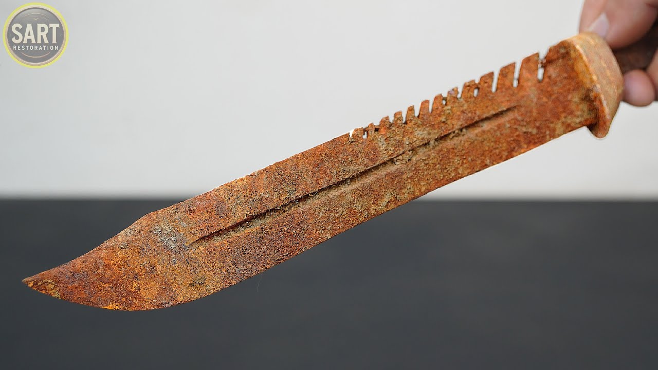 Restoration Old Very Rusted Survival Knife